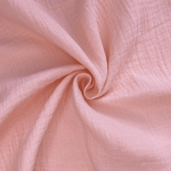 Ткань Муслин Жатый, цвет Нежно-Розовый (на отрез)  в Геленджике